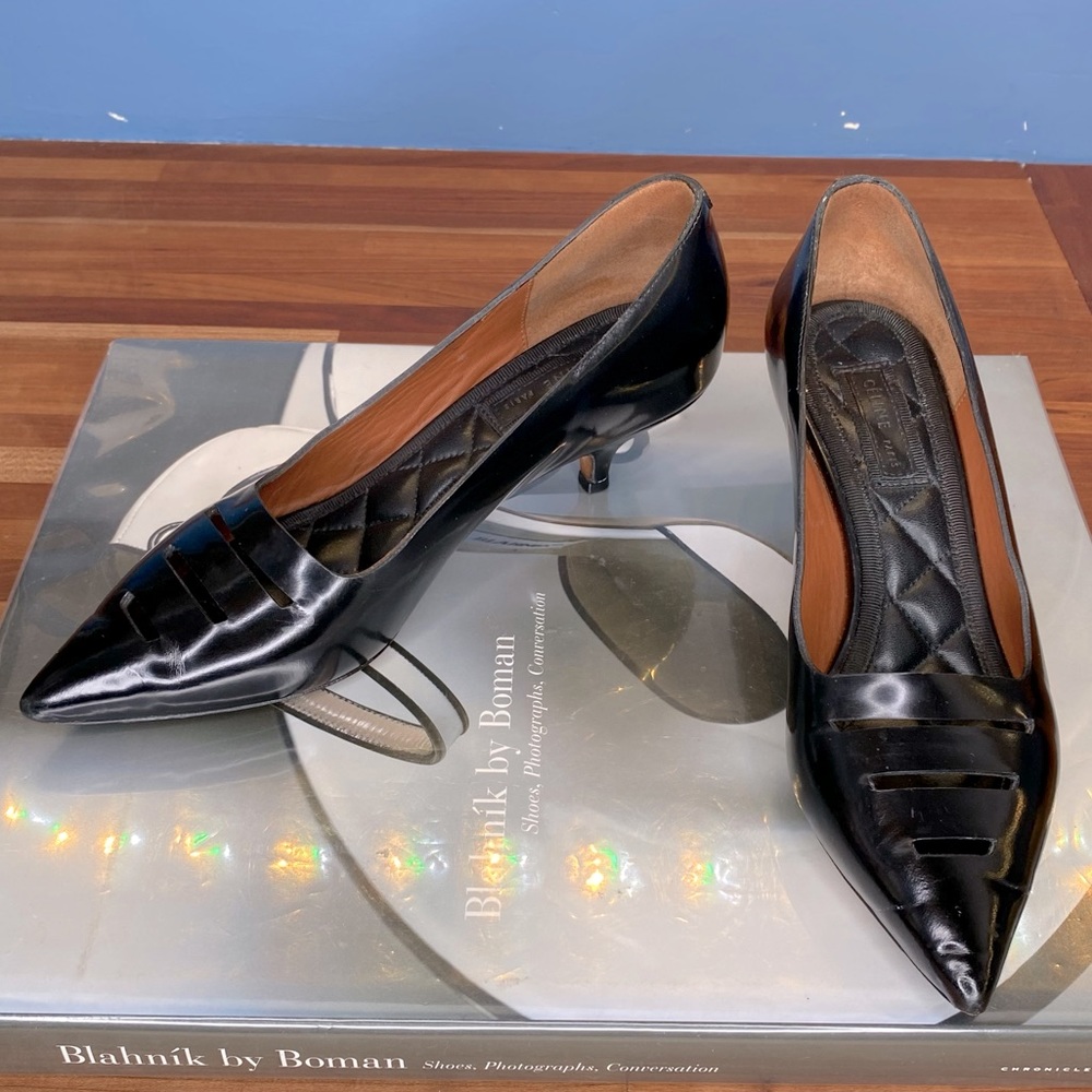 Céline Matte Leather Laser-Cut Kitten Heels - Picture 10 of 12
